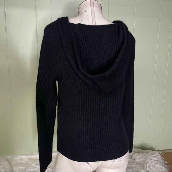 Vince Wool Cashmere Raglan Hoodie Sweater Black Womens Size Small - Picture 4 of 7